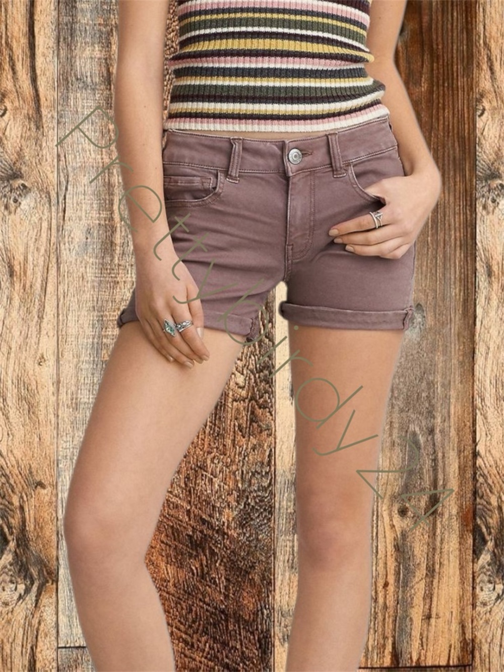 AEO Dusty Rose Midi Shorts - Picture 1 of 6